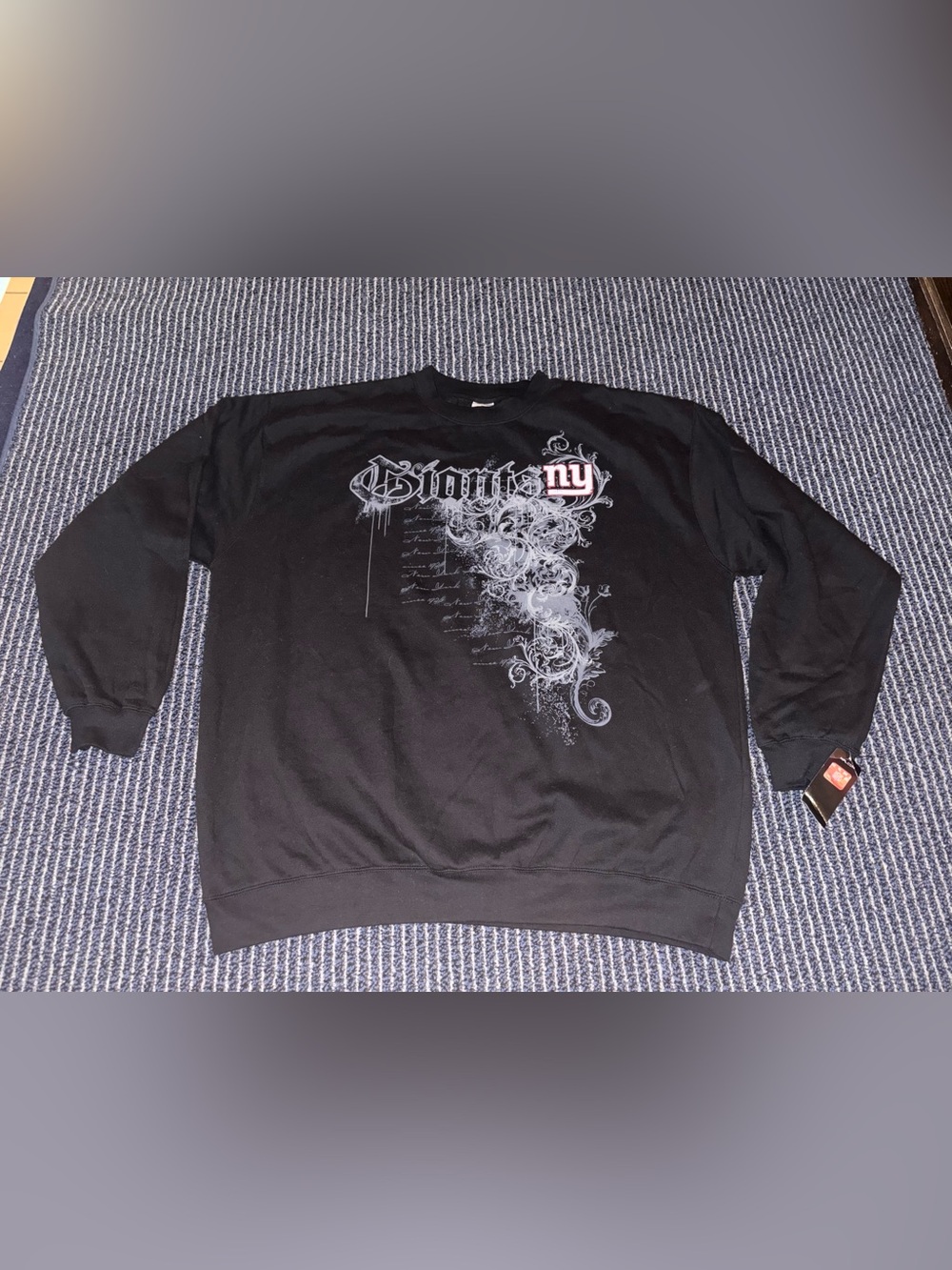 NWT New York Giants Gothic Script 2XL Black Crewneck Sweatshirt Big & Tall